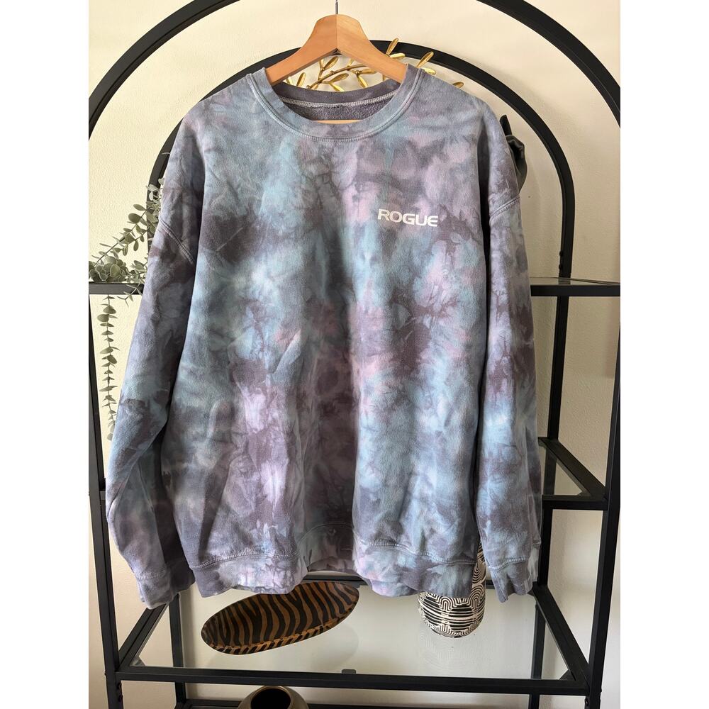 Rogue Fitness Tie Dye Crewneck Sweatshirt Mens XL Blue Purple Heavyweight